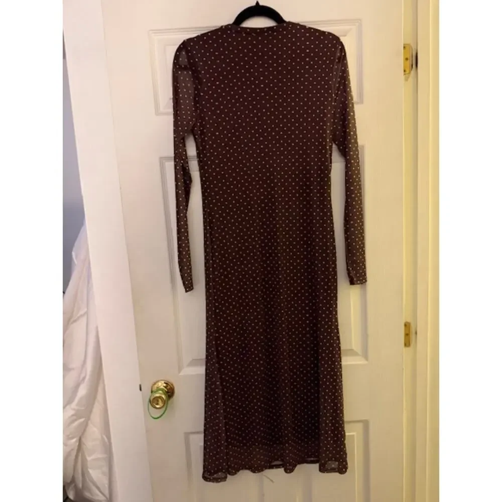 Long Flowy Brown Dress No Brand Size Large - Picture 2 of 5